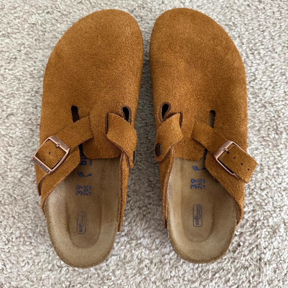 Birkenstock Boston Soft Footbed Suede Leather in Mink